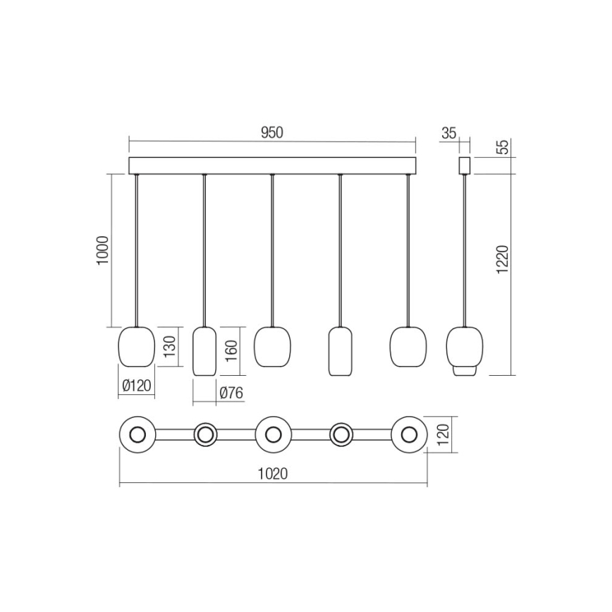 Lustră pe cablu Redo 01-3481 BOOM 5xGU10/10W/230V negru/verde/maro