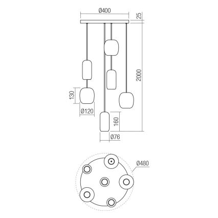 Lustră pe cablu Redo 01-3482 BOOM 6xGU10/10W/230V negru/verde/maro