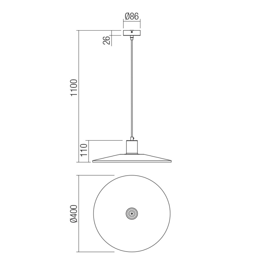 Lustră pe cablu Redo 01-4055 FRESNO 1xE27/42W/230V d. 40 cm