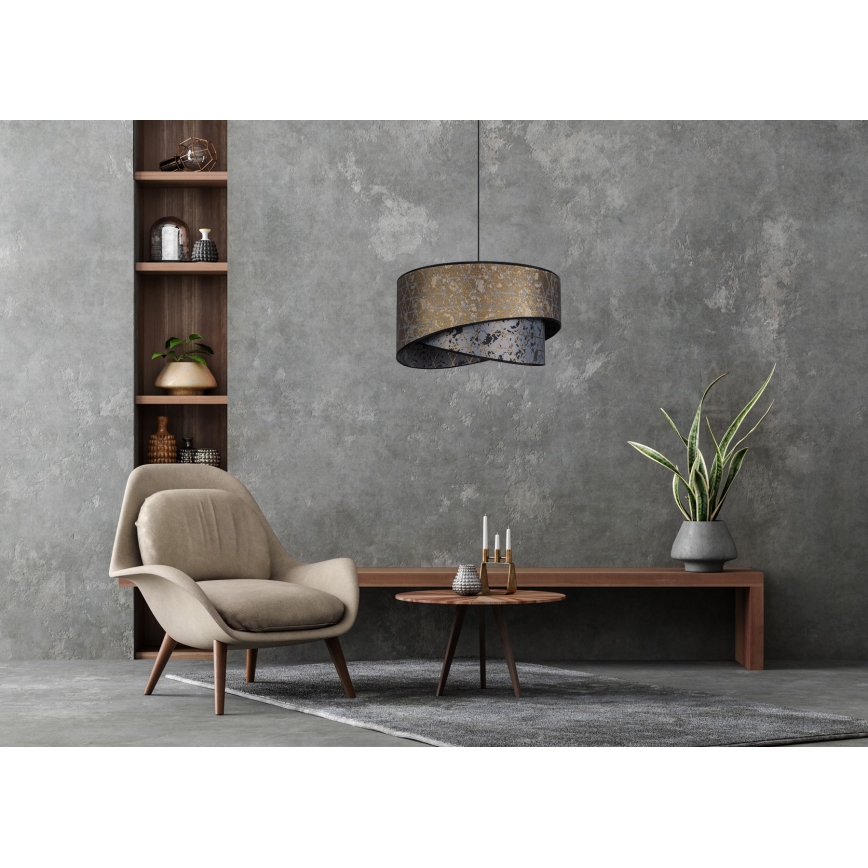 Lustră pe cablu REZO 1xE27/60W/230V gri/aurie