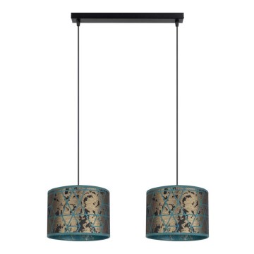 Lustră pe cablu REZO 2xE27/60W/230V aurie/turcoaz