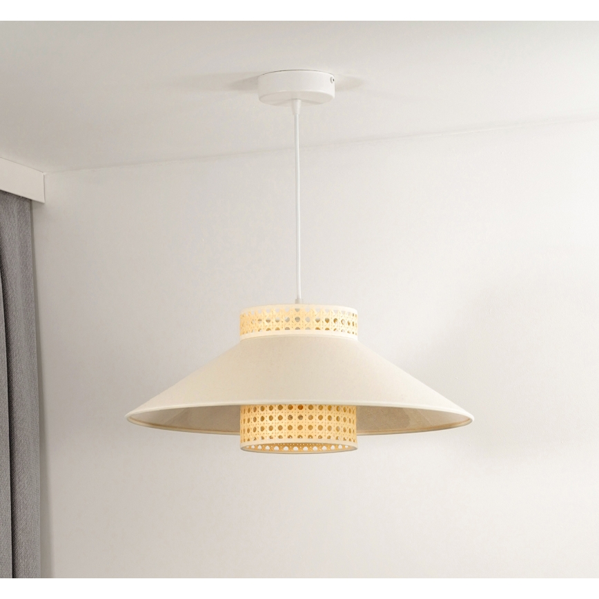 Lustră pe cablu RIO Duolla RATTAN 1xE27/15W/230V d. 45 cm bej/ratan