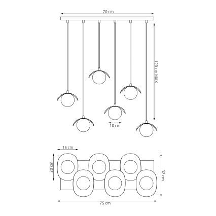 Lustră pe cablu RITUAL 6xG9/8W/230V albă