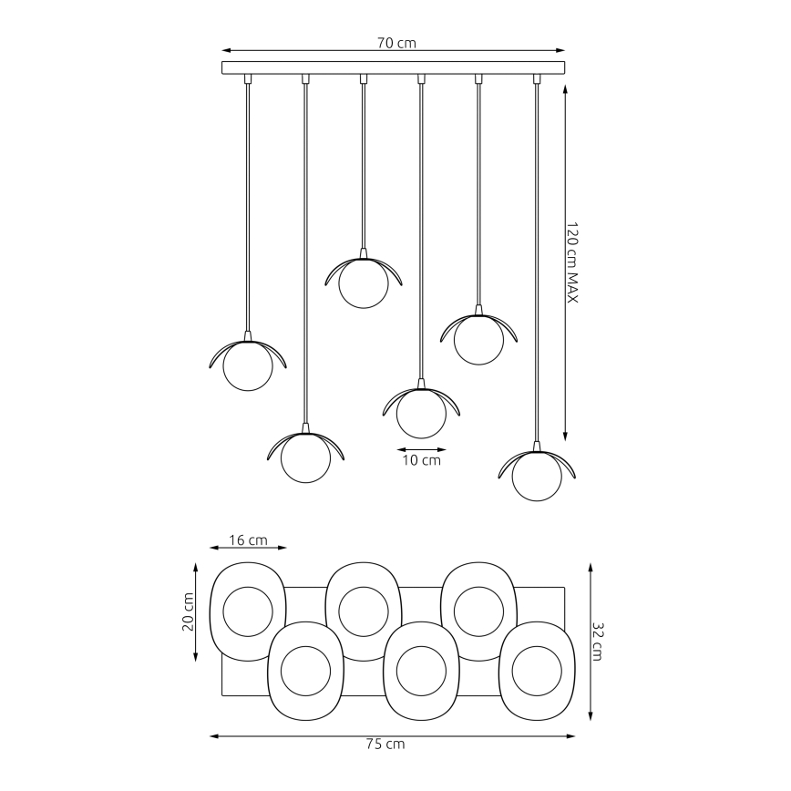 Lustră pe cablu RITUAL 6xG9/8W/230V albă
