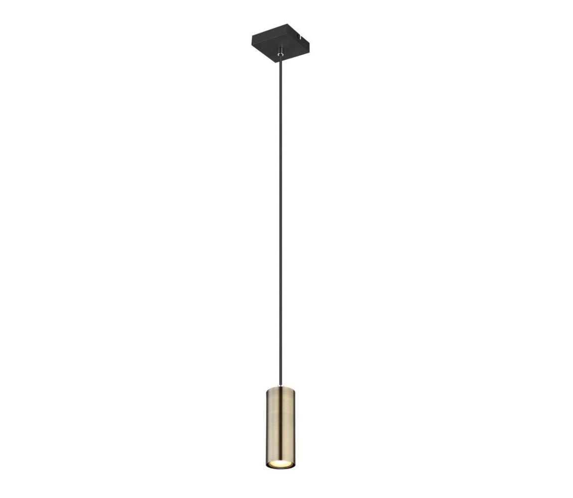 Lustră pe cablu ROBBY 1xGU10/35W/230V neagră/alamă Globo 57911HM