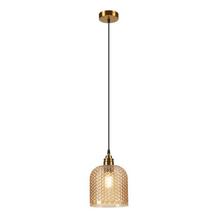Lustră pe cablu ROCCO 1xE27/15W/230V auriu/bej fumuriu