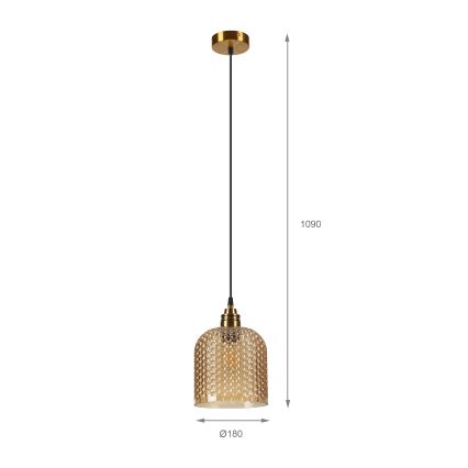 Lustră pe cablu ROCCO 1xE27/15W/230V auriu/bej fumuriu