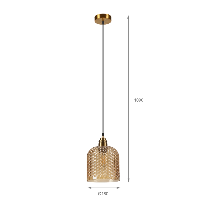Lustră pe cablu ROCCO 1xE27/15W/230V auriu/bej fumuriu