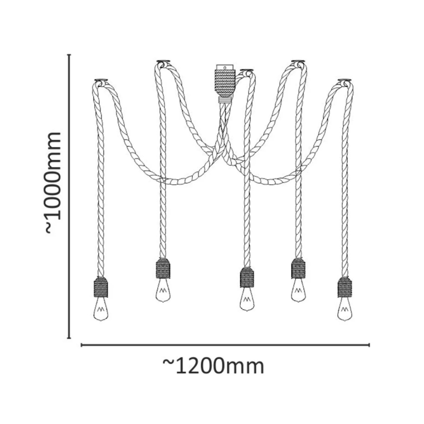Lustră pe cablu ROPE CASA 5xE27/12W/230V