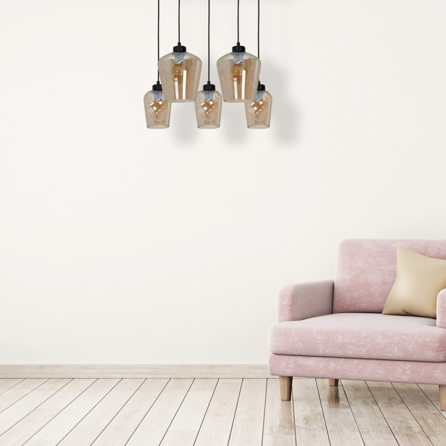 Lustră pe cablu SANTIAGO 5xE27/60W/230V maro