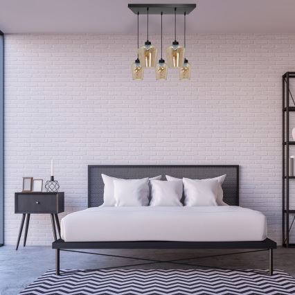 Lustră pe cablu SANTIAGO 5xE27/60W/230V maro