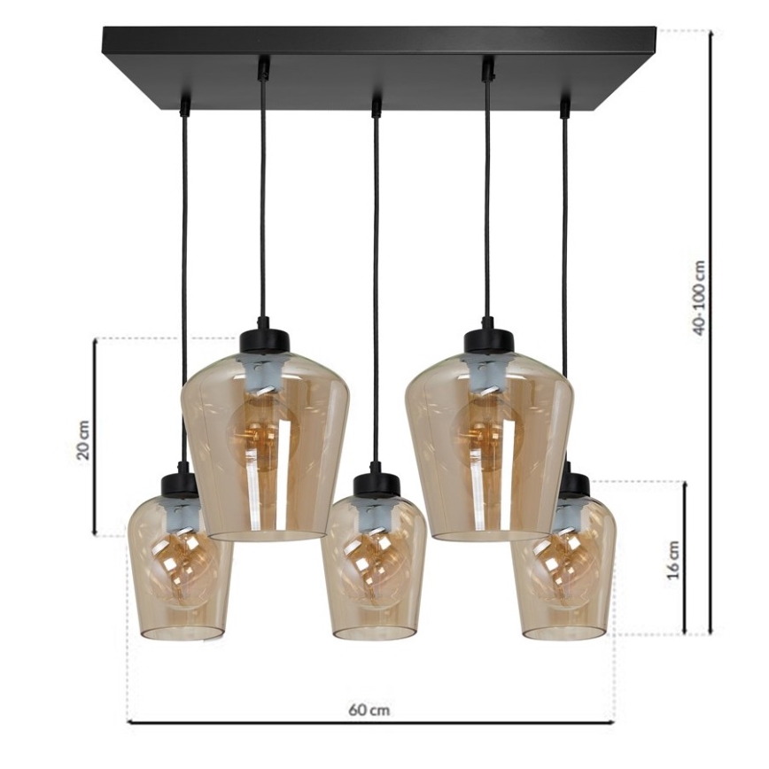 Lustră pe cablu SANTIAGO 5xE27/60W/230V maro