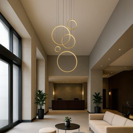 Lustră pe cablu SATURNO LED/100W/230V auriu