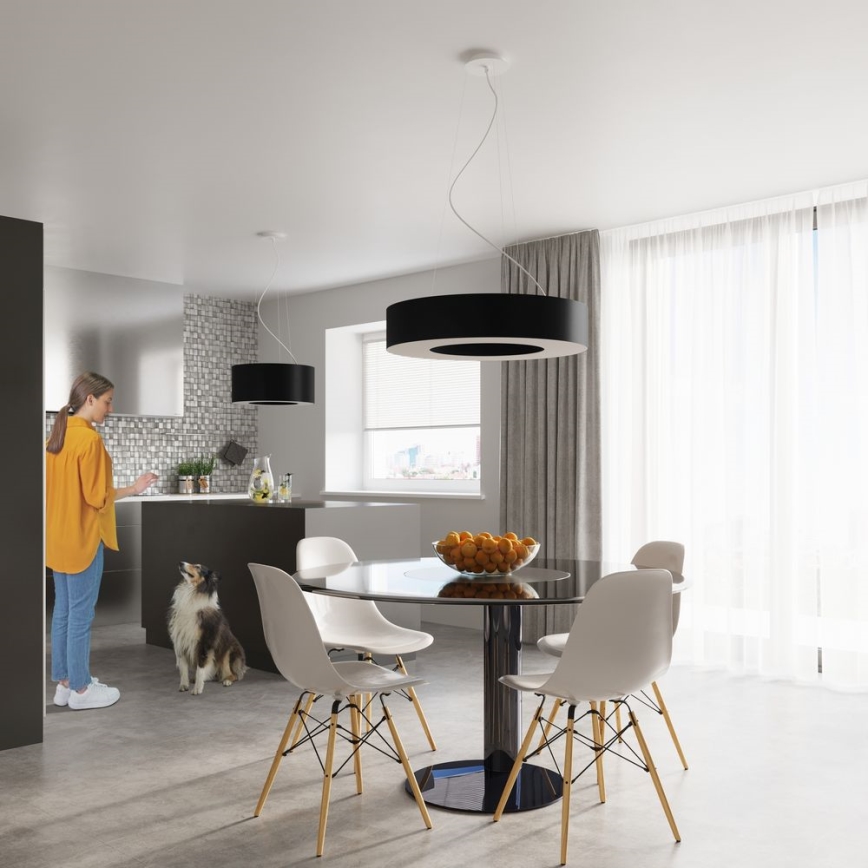 Lustră pe cablu SATURNO SLIM 8xE27/60W/230V d. 90 cm neagră