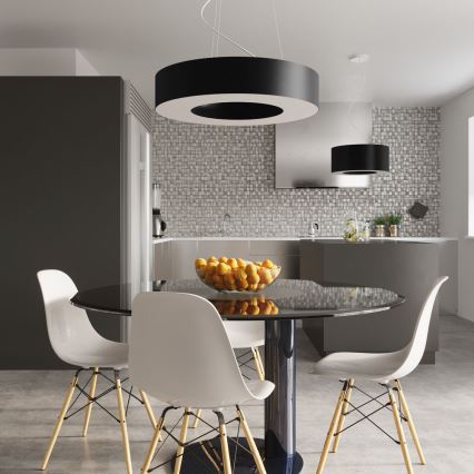 Lustră pe cablu SATURNO SLIM 8xE27/60W/230V d. 90 cm neagră