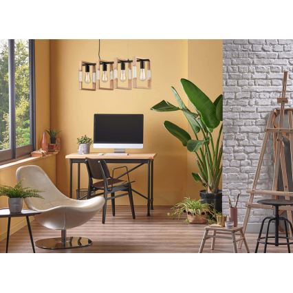 Lustră cablu SERIES 4xE27/11W/230V lemn/neagră