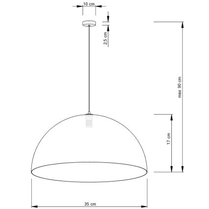 Lustră pe cablu SFERA 1xE27/60W/230V d. 35 cm gri/argintiu