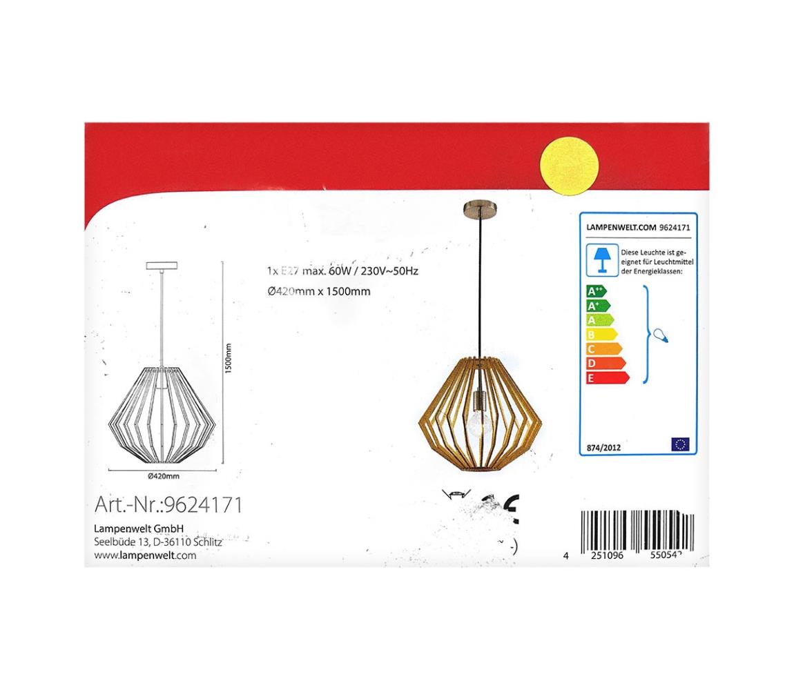 Lustră pe cablu SIGGIE 1xE27/60W/230V Lindby