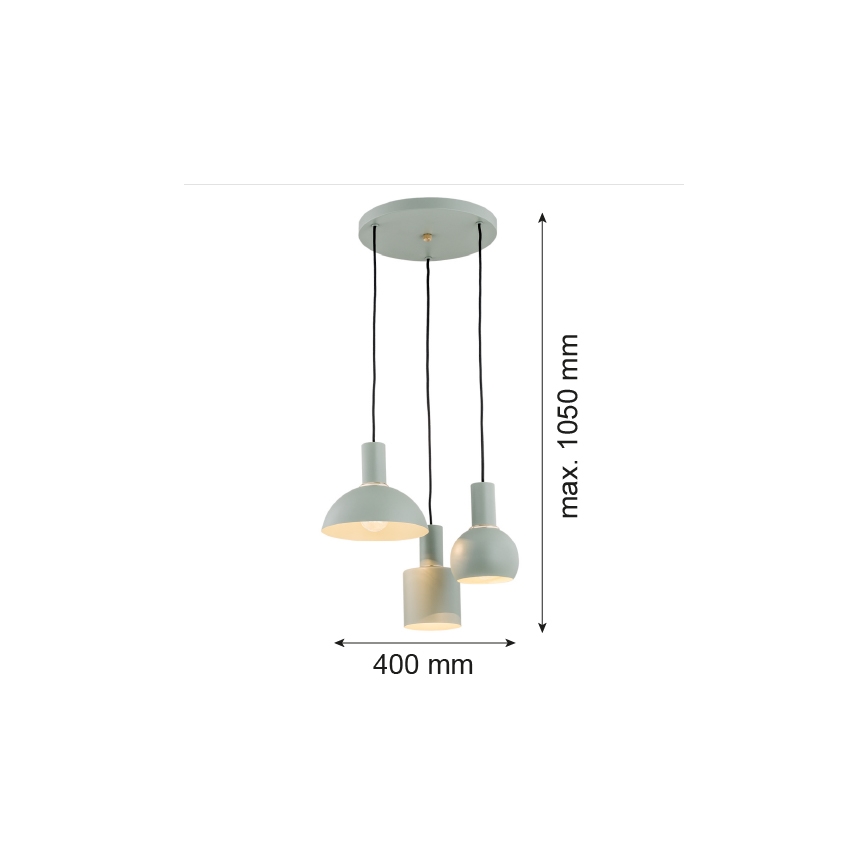 Lustră pe cablu SINES 3xE27/15W/230V verde Argon 1470