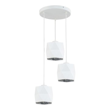 Lustră pe cablu SIRO 3xE27/15W/230V albă/argintie
