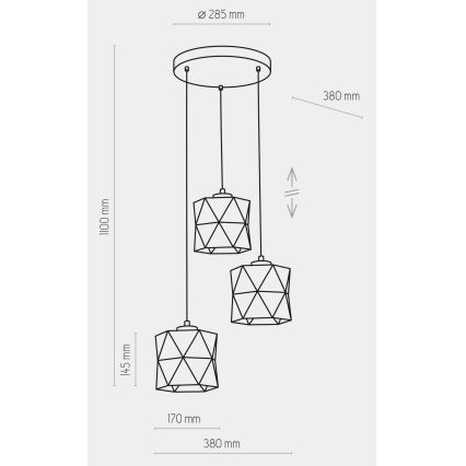 Lustră pe cablu SIRO 3xE27/15W/230V albă/argintie