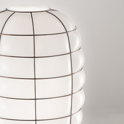 Lustră pe cablu SIRU LANTERNA 1xE27/60W/230V d. 32 cm negru/alb sticlă venețiană