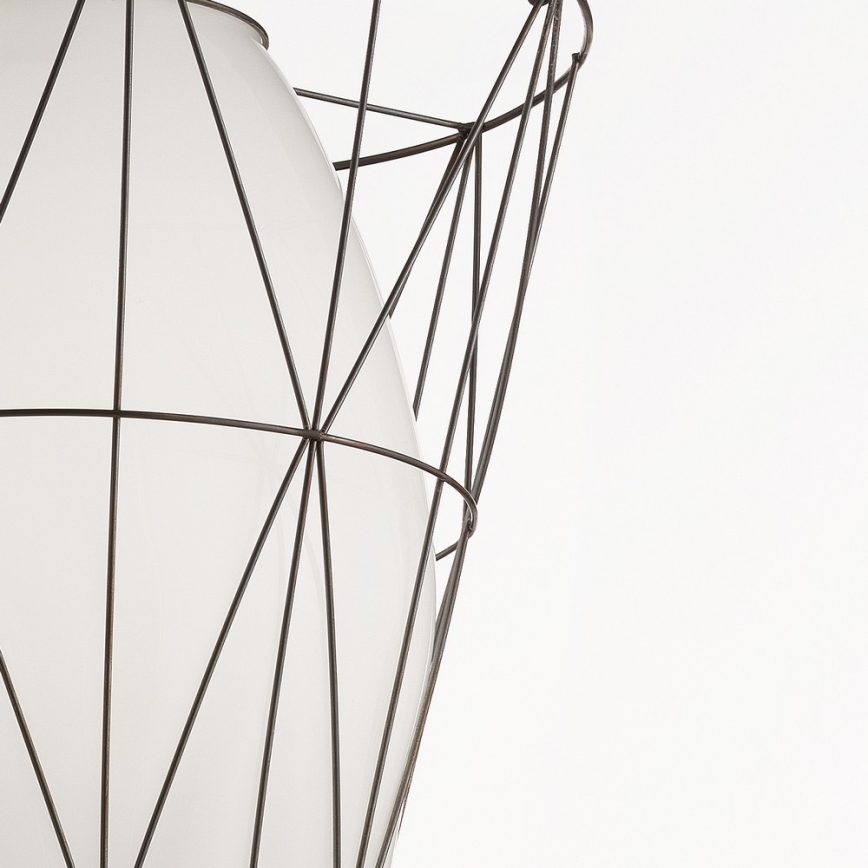 Lustră pe cablu SIRU SEGNI 1xE27/60W/230V negru/alb sticlă venețiană