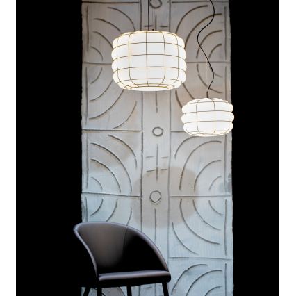 Lustră pe cablu SIRU TERRA 1xE27/60W/230V negru/alb sticlă venețiană