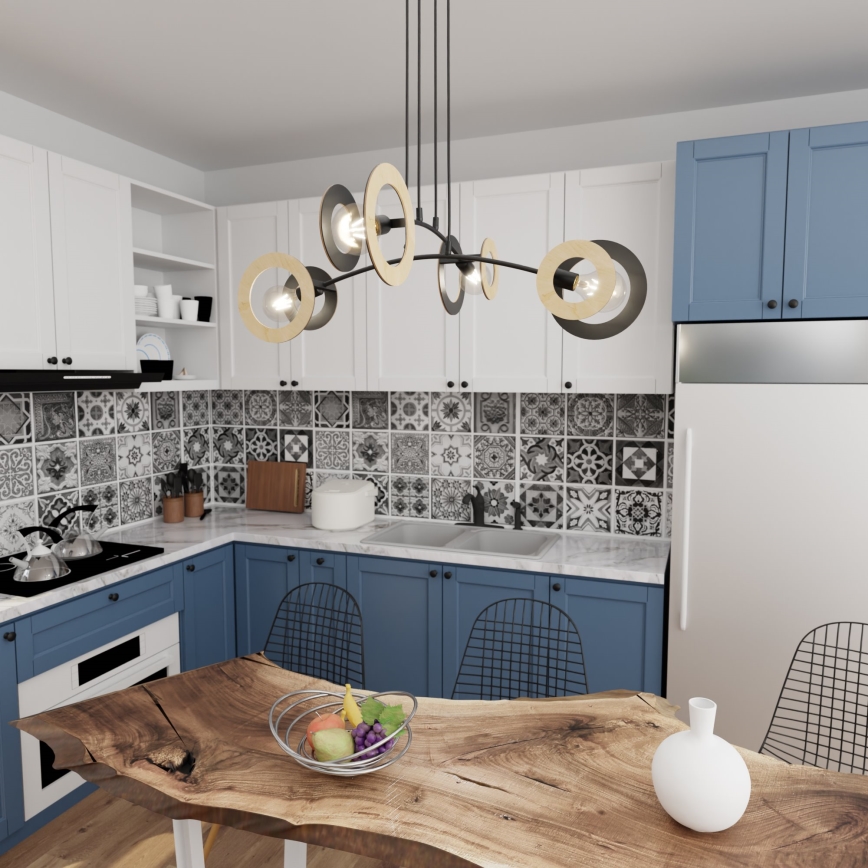 Lustră pe cablu SKIVA 4xE27/15W/230V negru/bej