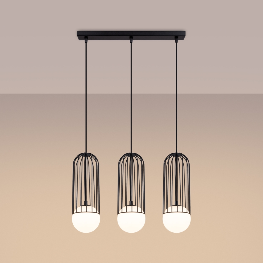 Lustră pe cablu BRINA 3xG9/8W/230V negru