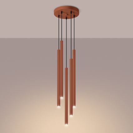 Lustră pe cablu PASTELO 5xG9/8W/230V roșu