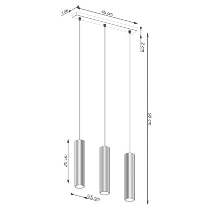 Lustră pe cablu KARBON 3xGU10/10W/230V crem