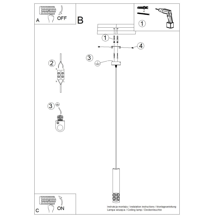 Lustră pe cablu LIRO 1xGU10/10W/230V alb