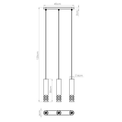 Lustră pe cablu LIRO 3xGU10/10W/230V alb