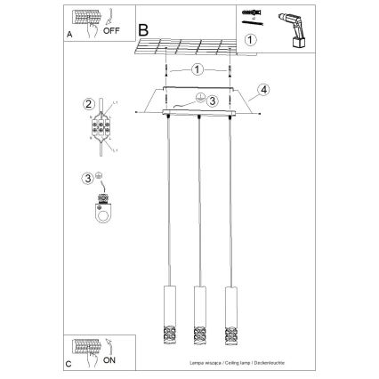 Lustră pe cablu LIRO 3xGU10/10W/230V alb