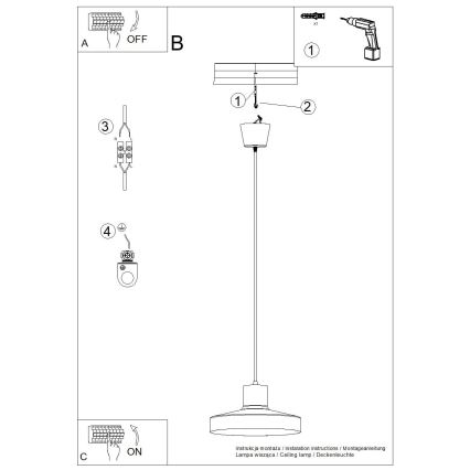 Lustră pe cablu BILO 1xE27/15W/230V d. 35 cm crem