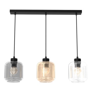 Lustră pe cablu SOMBRA 3xE27/60W/230V gri/bej/transparentă