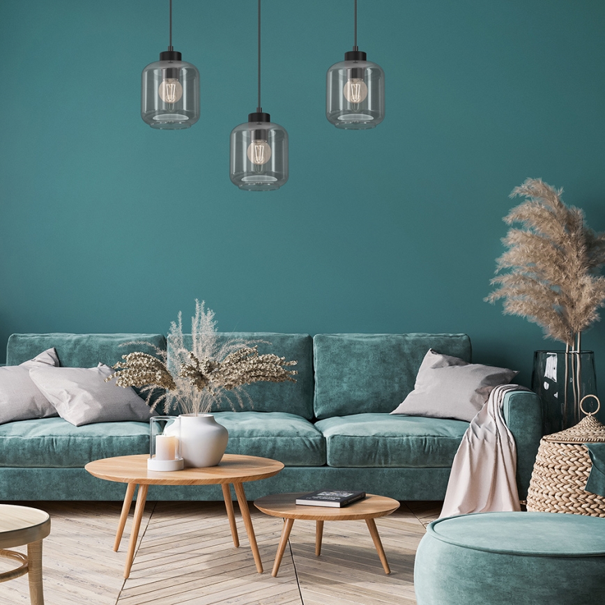 Lustră pe cablu SOMBRA 3xE27/60W/230V gri