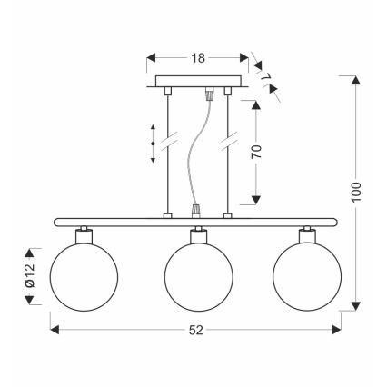 Lustră pe cablu SOMUL 3xG9/20W/230V fumuriu-negru