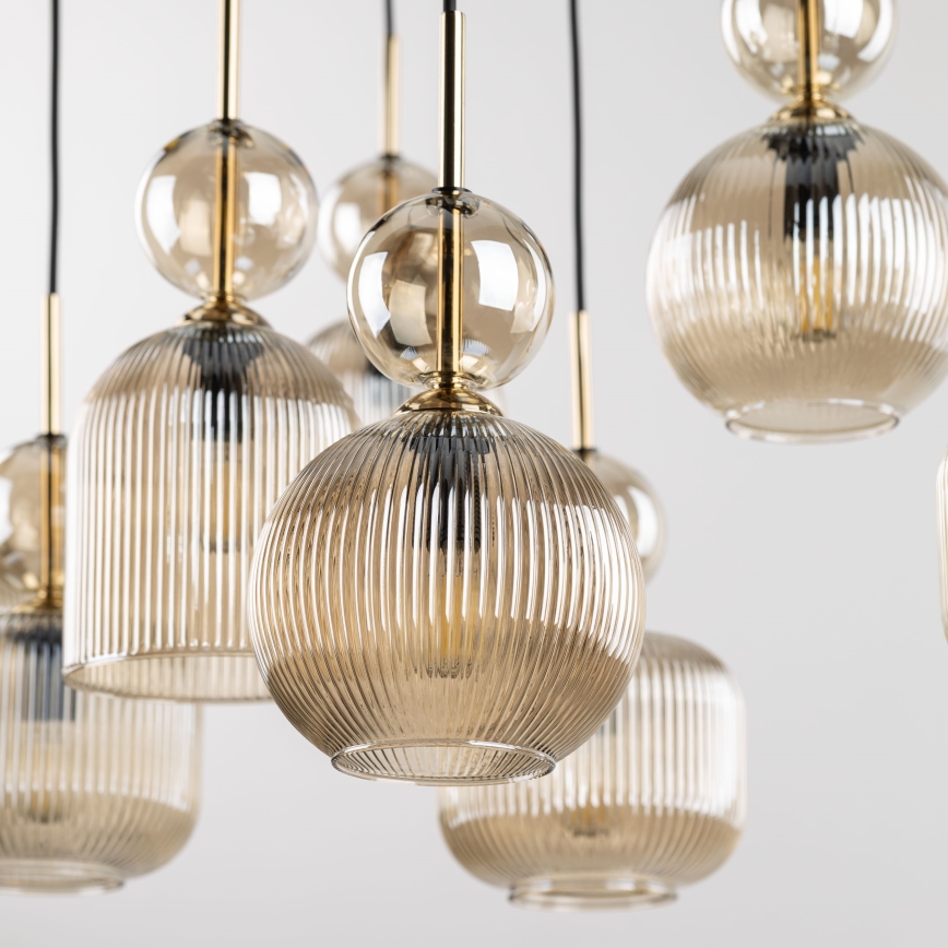 Lustră pe cablu SOPHIA 5xE14/10W/230V negru/bej fumuriu