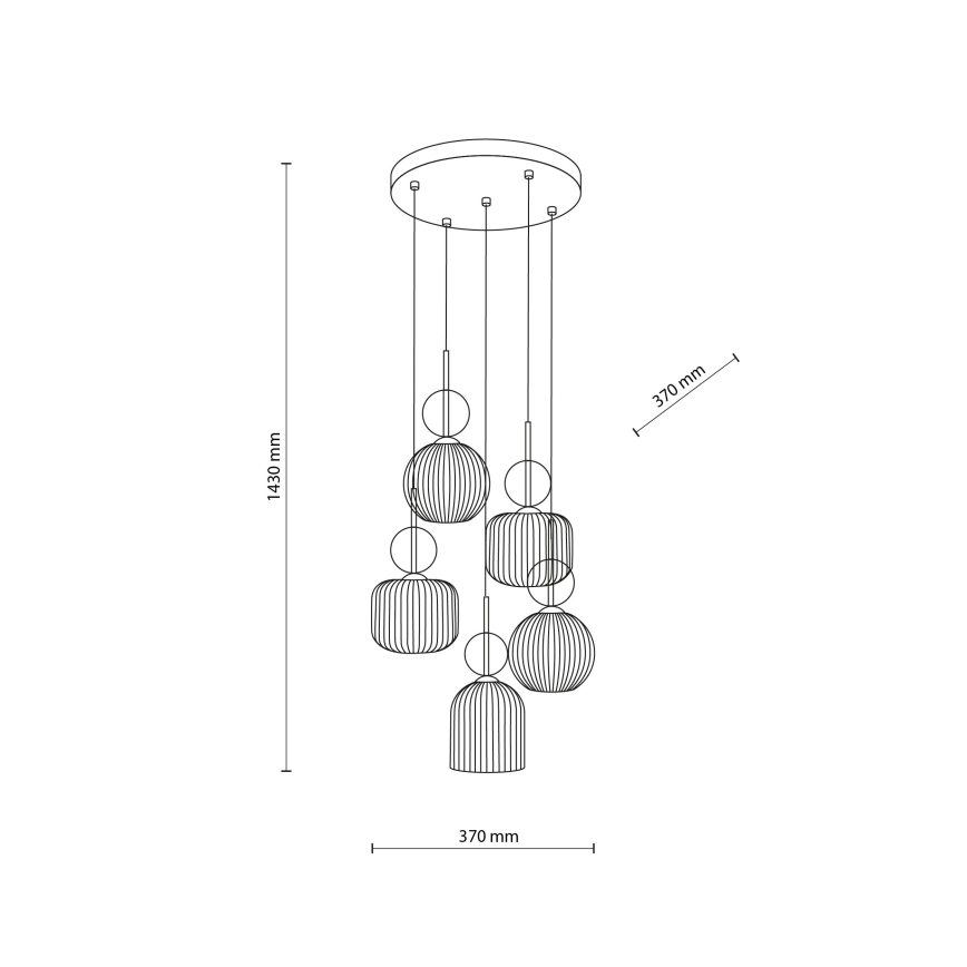 Lustră pe cablu SOPHIA 5xE14/10W/230V negru/bej fumuriu