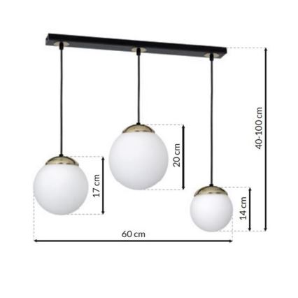 Lustră pe cablu SPARTA 3xE14/40W/230V