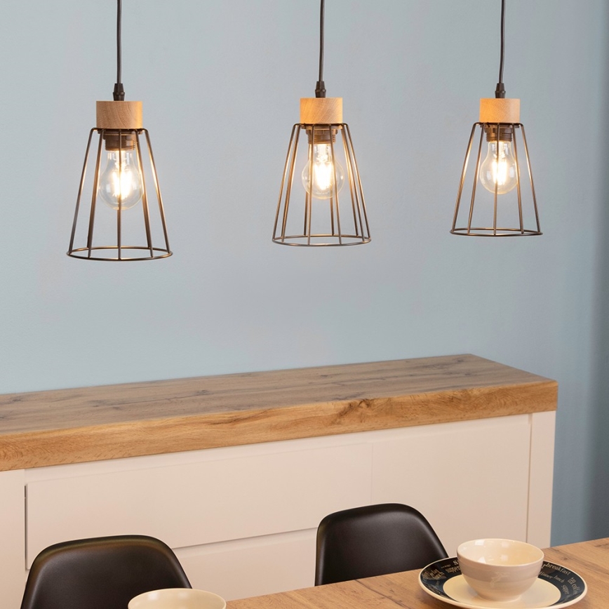 Lustră pe cablu ORAZIO 3xE27/60W/230V stejar Spot-Light