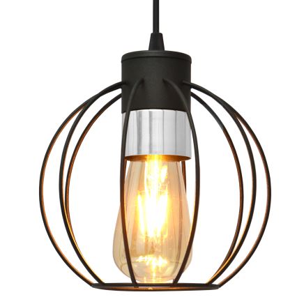 Lustră pe cablu STARLIGHT 1xE27/15W/230V neagră/argintie