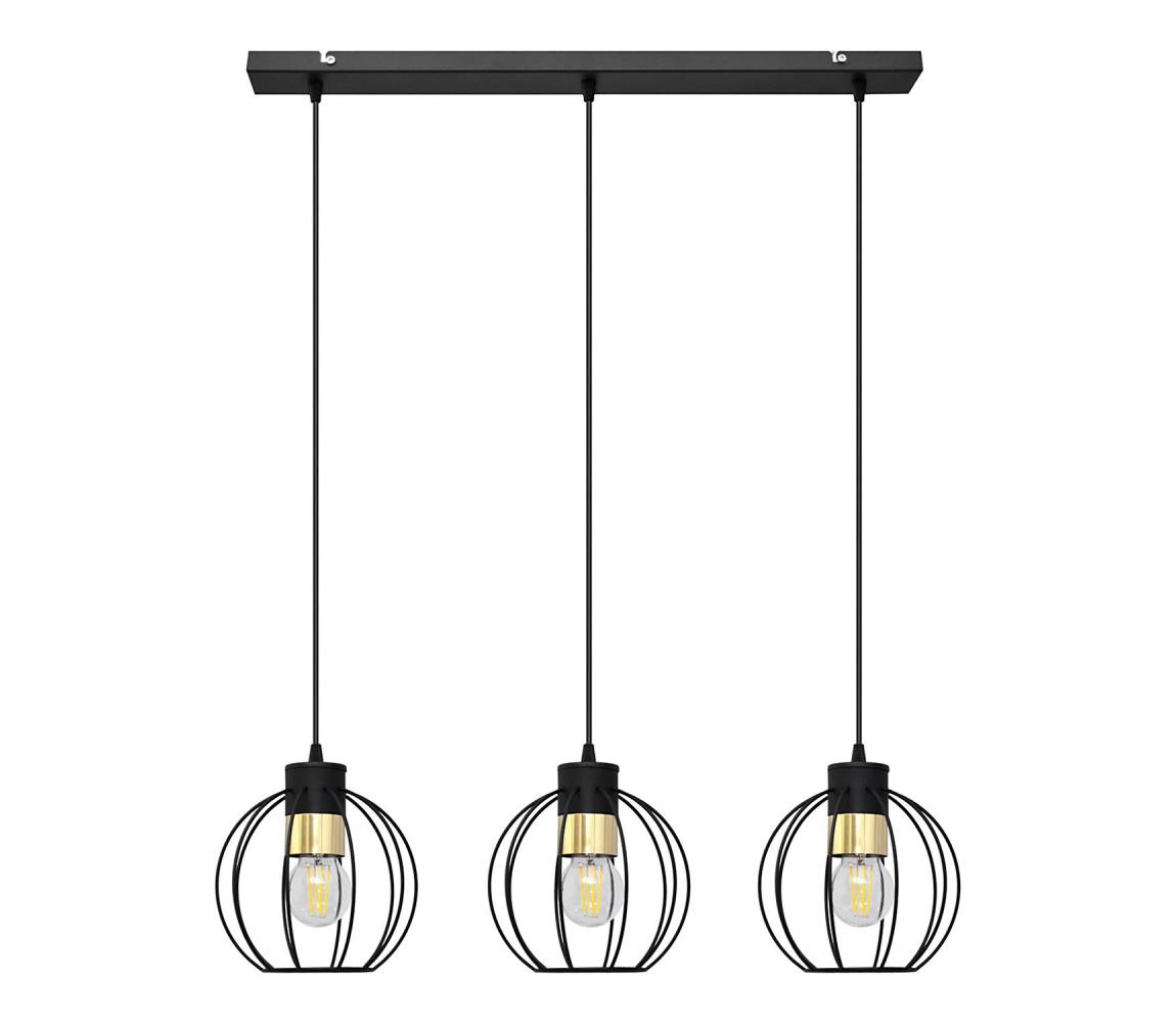 Lustră pe cablu STARLIGHT 3xE27/60W/230V neagră/aurie