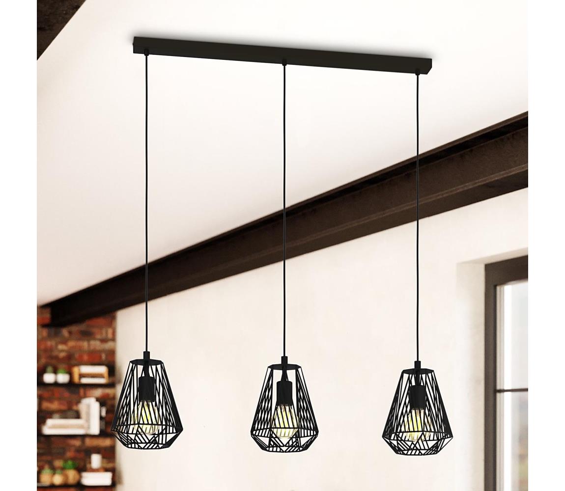 Lustră pe cablu STYPE 3xE27/40W/230V neagră Eglo 43693