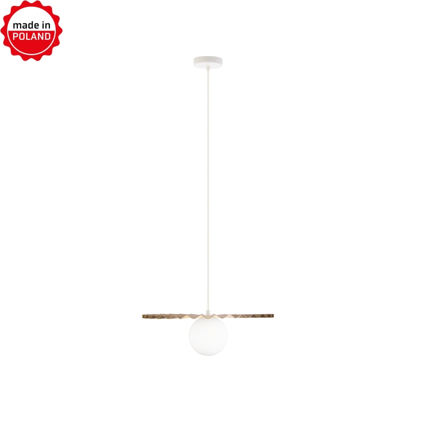 Lustră pe cablu SUNPLISS 1xG9/10W/230V diametru 40 cm auriu/crem