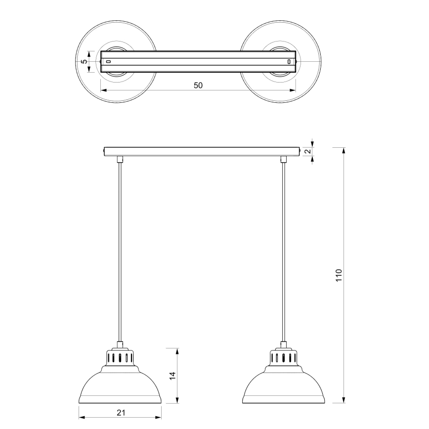 Lustră pe cablu SVEN 2xE27/60W/230V
