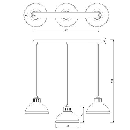 Lustră pe cablu SVEN 3xE27/15W/230V bej