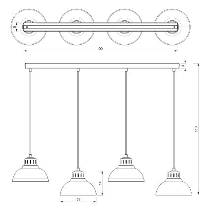 Lustră pe cablu SVEN 4xE27/15W/230V neagră